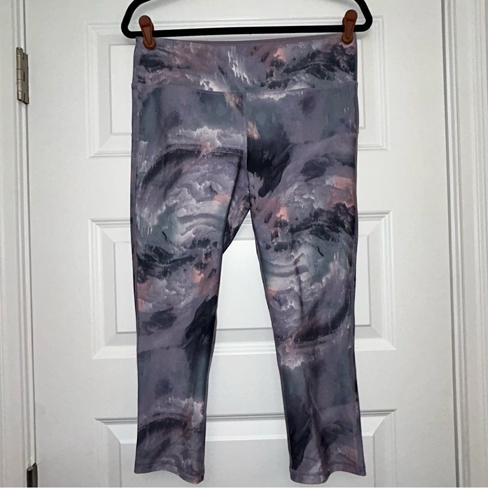 Marika Sport Watercolor Swirl Print Crop Legging Pants